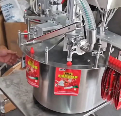 Garlic Chili Sauce Spout Bag Fill Seal Machine Inspection Test Completed