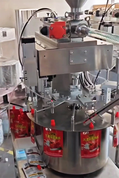 chili sauce spout bag fill seal machine