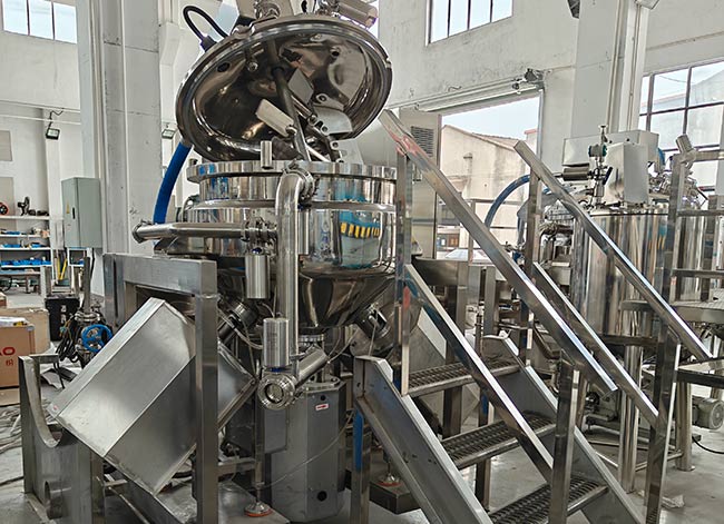 Custom 250L Cheese Sauce Vacuum Emulsifying Mixer with External Circulation Completed
